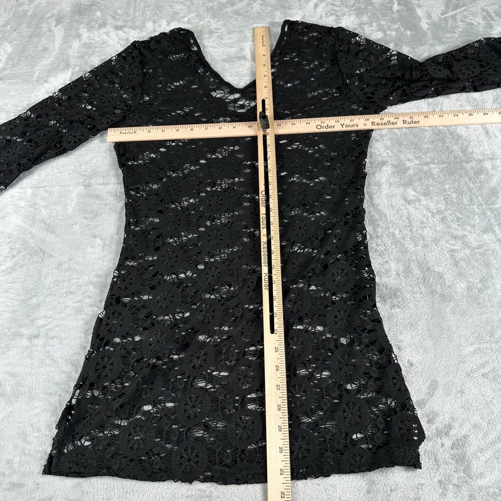 Blue Island Crochet Cover Up Women S Black Boho Beach V-Neck Coastal Resortwear - Picture 5 of 6